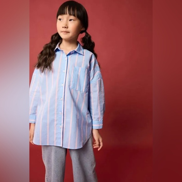 NWT Next Kids' Oversize Stripe Button-Up Shirt 12Y - Picture 2 of 4
